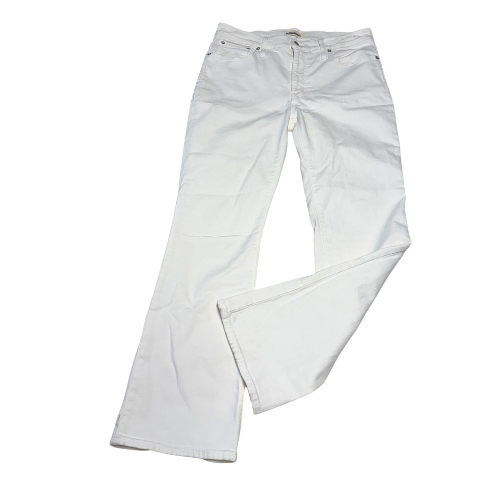 Madewell Mid-Rise Kick Out‎ Jeans White Flare Stretch Denim Pants 30T Tall